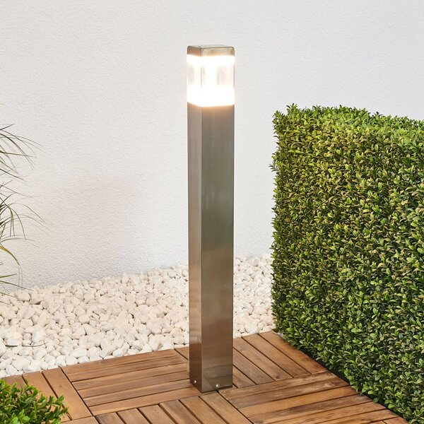 Lindby LED ösvény világítás Baily, magasság 80 cm, rozsdamentes acél, IP44, Alu / szürke / cink, Rozsdamentes acél, Modern