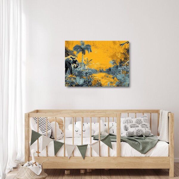 Üveg kép - Elefánt a természetben (70x50 cm)