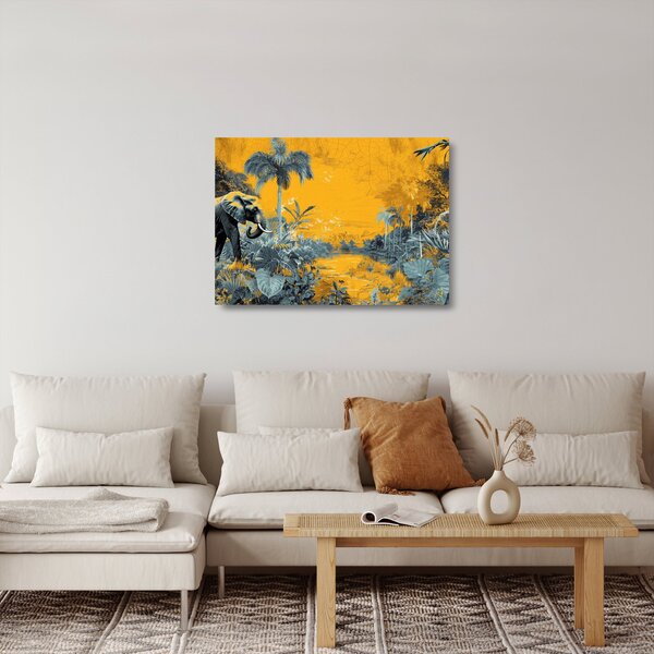 Üveg kép - Elefánt a természetben (70x50 cm)
