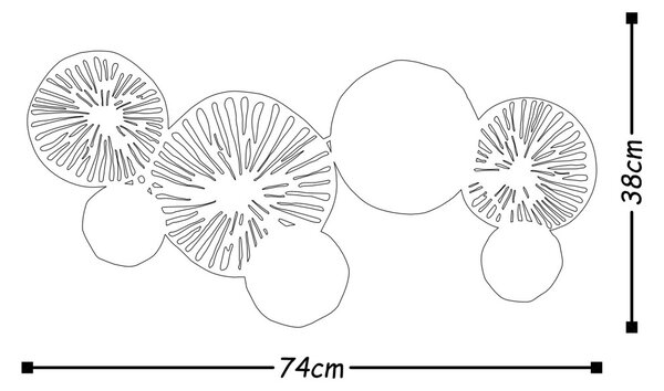 Fém fali dekoráció, circles, zöld-sárga 74x38 cm