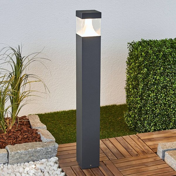 Lucande LED ösvény világítás Egon, magasság 90 cm, grafit szürke, IP54, Fekete, Alumínium, Modern