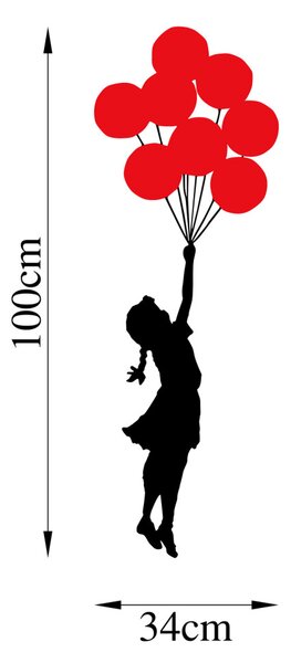 Fém fali dekoráció, balloon, 100x34 cm