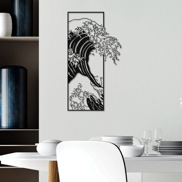 Fém fali dekoráció, wave, 34x62 cm