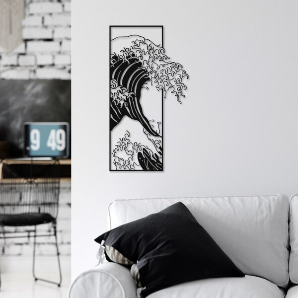 Fém fali dekoráció, wave, 34x62 cm