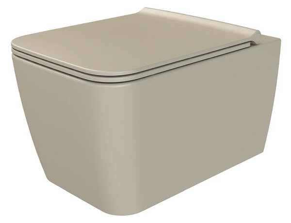 CeraStyle HERA fali WC - MATT BÉZS - BEÉPÍTETT bidé funkcióval - perem nélküli - 52 cm