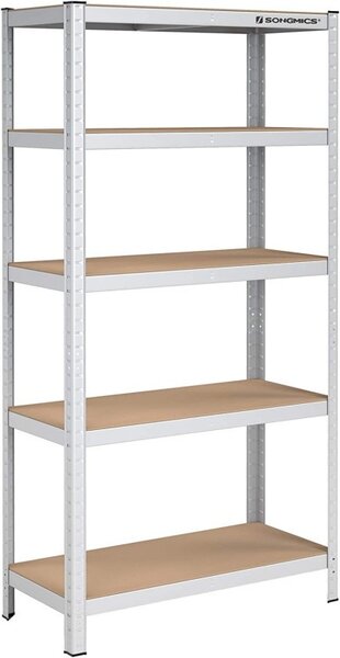 Polc 5 szintes, Songmics, 40 x 90 x 180 cm, ezüst, GLR40SV