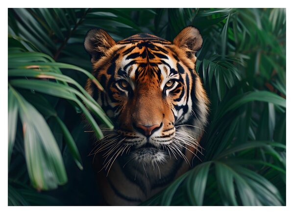 Üveg kép - Egy tigris portréja a dzsungelben (70x50 cm)