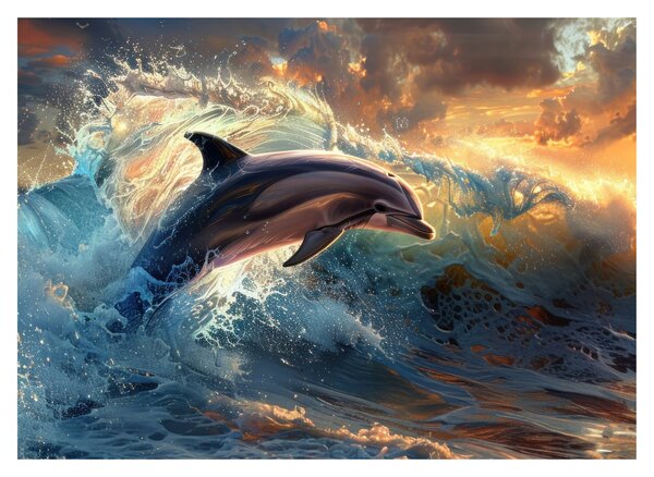 Üveg kép - Delfin, illusztrációk (70x50 cm)