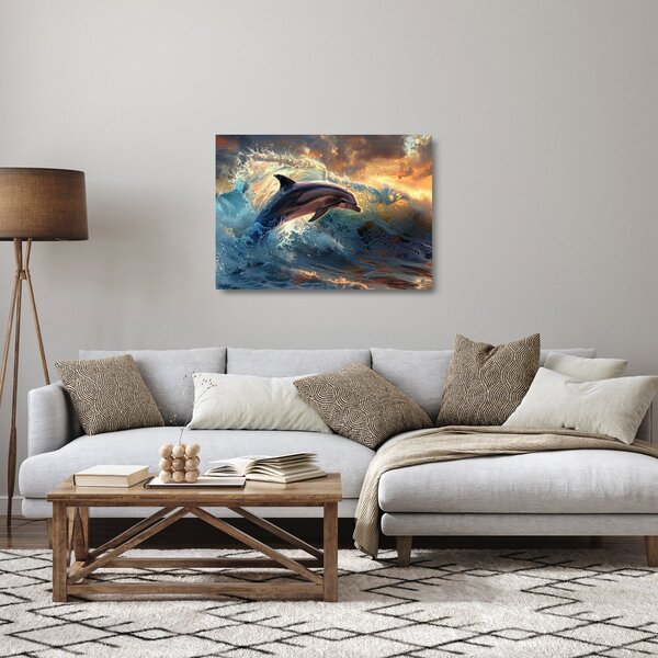 Üveg kép - Delfin, illusztrációk (70x50 cm)