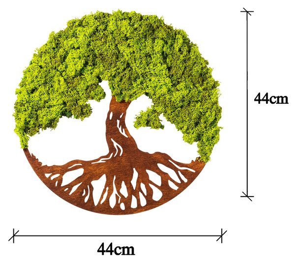 Fa és moha fali dekoráció, fa, 44cm