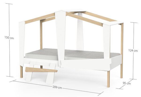CABANE házikó gyerekágy 90x200 - fehér