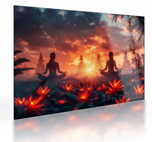 Üveg kép - Jóga a természetben (70x50 cm)