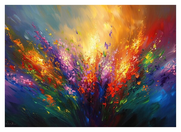 Üveg kép - A virágok absztrakciója (70x50 cm)