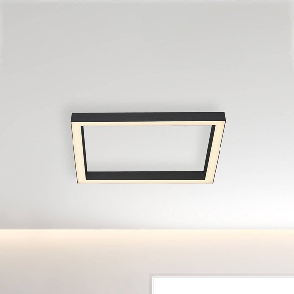 PURE LED mennyezeti lámpa Lines, 55x55 cm, antracit, CCT, távirányítós, dimmelhető, Fekete, Nappali / Étkező, Alumínium, Modern