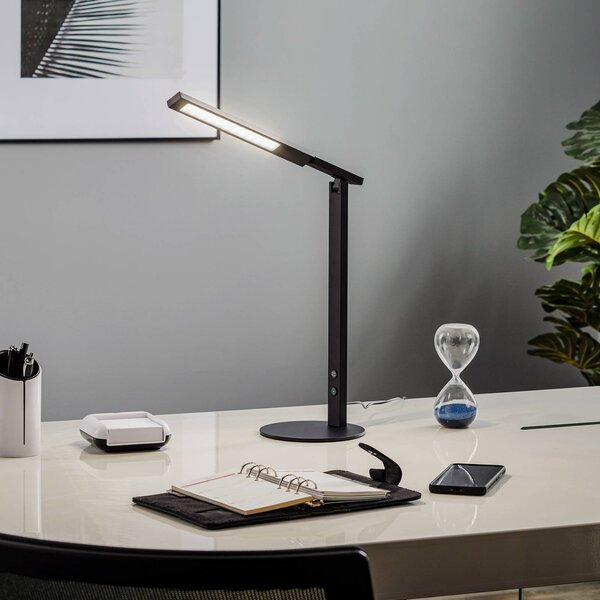 Fabas Luce LED irodai világítás Ideális fényerőszabályozóval, fekete, dimmelhető, Fekete, Dolgozószoba / Iroda, Alumínium, Modern