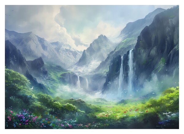 Üveg kép - Vízesések völgye (70x50 cm)