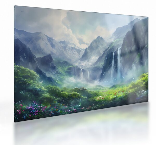 Üveg kép - Vízesések völgye (70x50 cm)