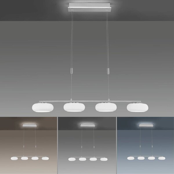 Q-Smart-Home Paul Neuhaus Q-ETIENNE LED függőlámpa, 4 izzós, dimmelhető, Alu / szürke / cink, Nappali / Étkező, fém, Modern