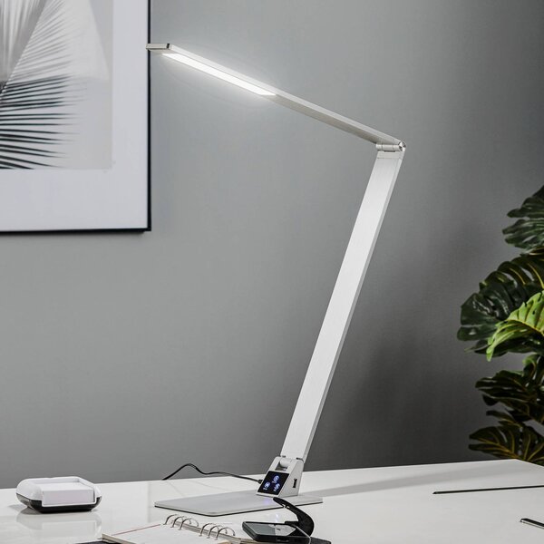 Fabas Luce Lapos LED asztali lámpa Wasp alumíniumból, dimmelhető, Alu / szürke / cink, Dolgozószoba / Iroda, Alumínium, Modern