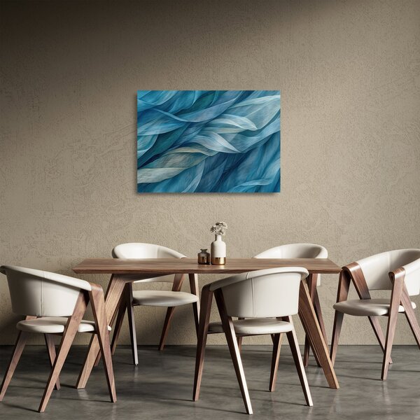 Üveg kép - Kék és fehér fodrok (70x50 cm)