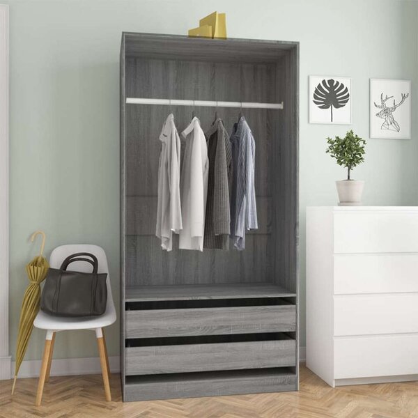 VidaXL szürke sonoma színű szerelt fa ruhásszekrény 100 x 50 x 200 cm