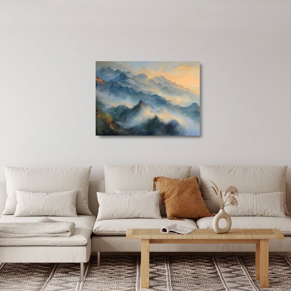 Üveg kép - Festett hegyi táj (70x50 cm)