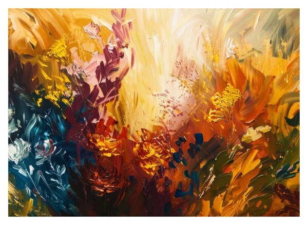 Üveg kép - Absztrakt festmény a virágokról (70x50 cm)
