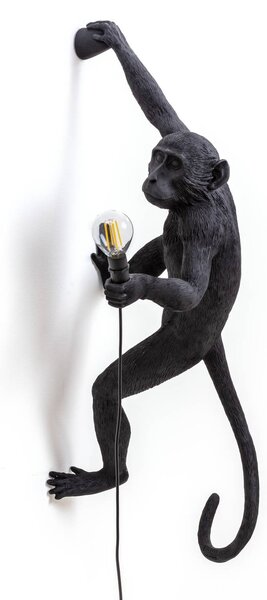 SELETTI Monkey Lamp dekoratív fali lámpa jobbra fekete, Fekete, Műanyag, Dizájn