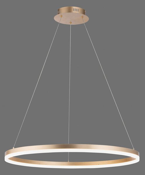 Paul Neuhaus LED-es függőlámpa Titus, Ø 80 cm, sárgaréz, fényerőszabályozó, dimmelhető, Sárgaréz / arany, Nappali / Étkező, Alumínium, Modern