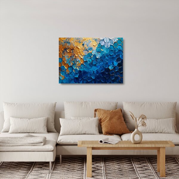 Üveg kép - Kék-arany festmény (70x50 cm)