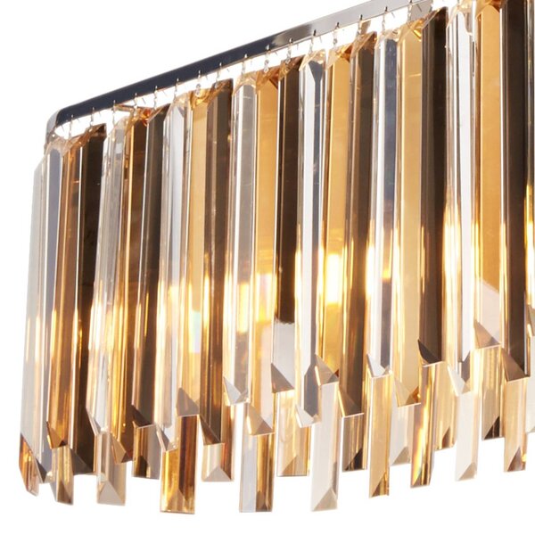 Searchlight Clarissa függőlámpa kristály prizmákkal, 100 cm, dimmelhető, Nappali / Étkező, fém