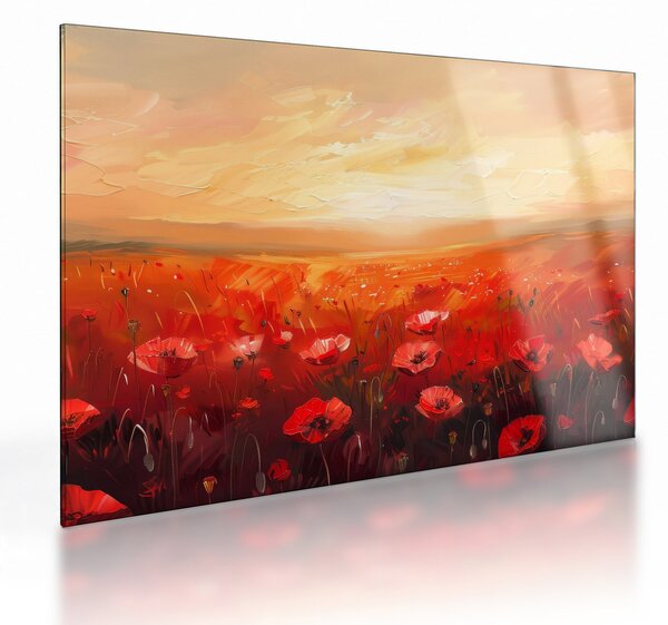 Üveg kép - Mező pipacsok (70x50 cm)