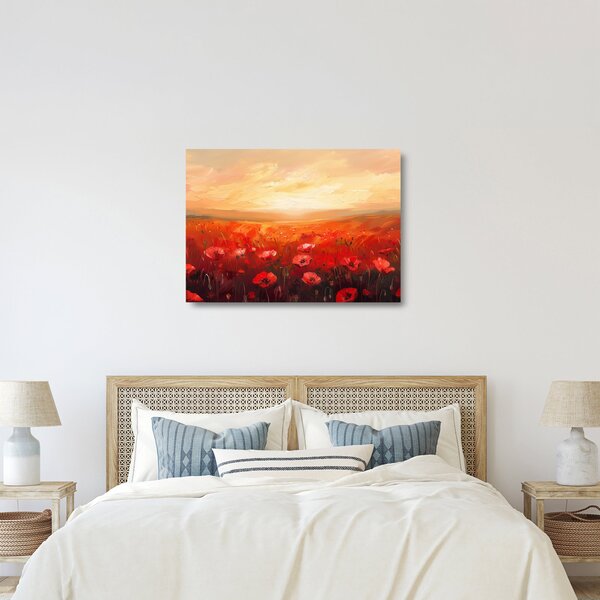 Üveg kép - Mező pipacsok (70x50 cm)