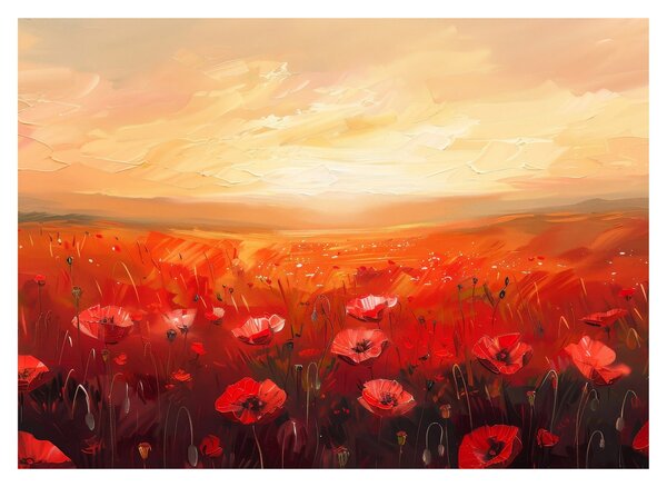 Üveg kép - Mező pipacsok (70x50 cm)