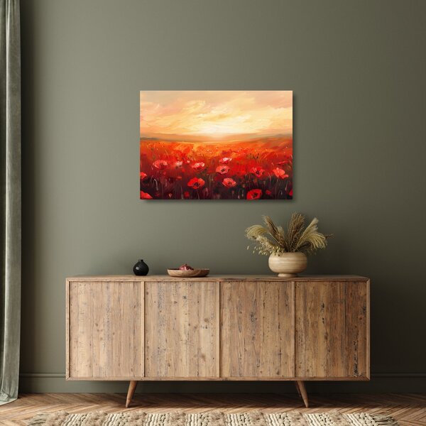 Üveg kép - Mező pipacsok (70x50 cm)