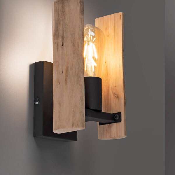 JUST LIGHT. GmbH Fából készült rönk fali lámpa, dimmelhető, Világos fa, Nappali / Étkező, Alumínium, Vidéki otthon / Rusztikus