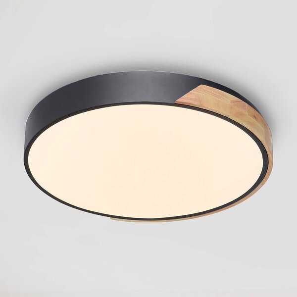 Q-Smart-Home Paul Neuhaus Q-BILA LED menny. fekete/tölgyfa, dimmelhető, Fekete, Nappali / Étkező, fém