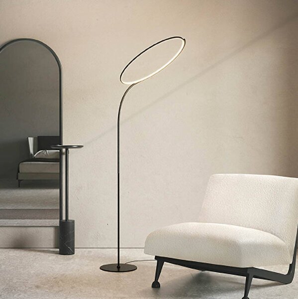 Kdln LED álló világítás Poise, fekete, magasság 196 cm, fényerőszabályozó, dimmelhető, Fekete, Nappali / Étkező, fém, Dizájn