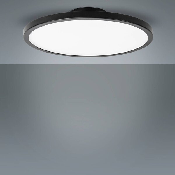 LIGHTME LED mennyezeti lámpa Aqua Ø 30.2cm fekete, Fekete, Fürdőszoba, Alumínium, Modern