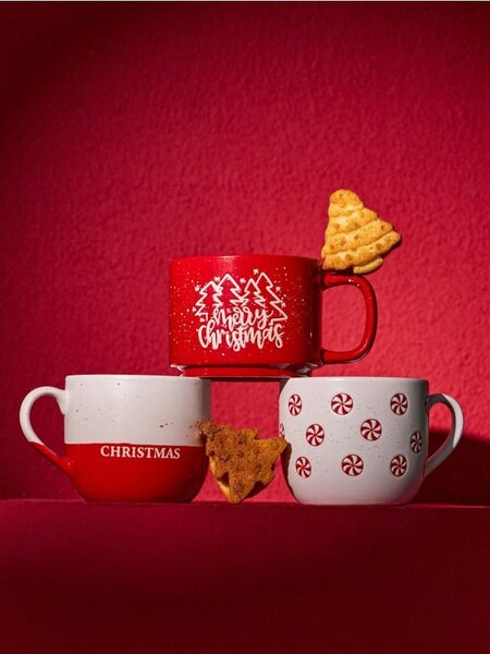 Sinsay - Karácsonyi kőedény bögre „Merry Christmas” felirattal - piros