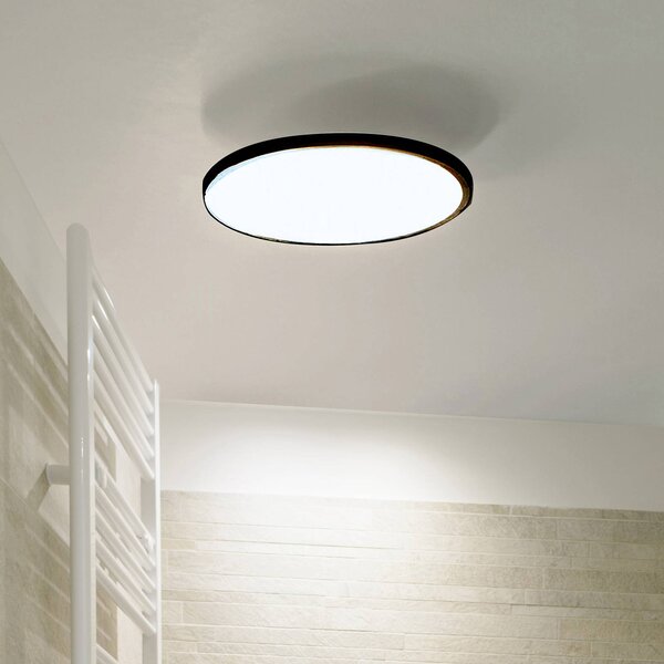 LIGHTME LED mennyezeti lámpa Aqua Ø 30.2cm fekete, Fekete, Fürdőszoba, Alumínium, Modern