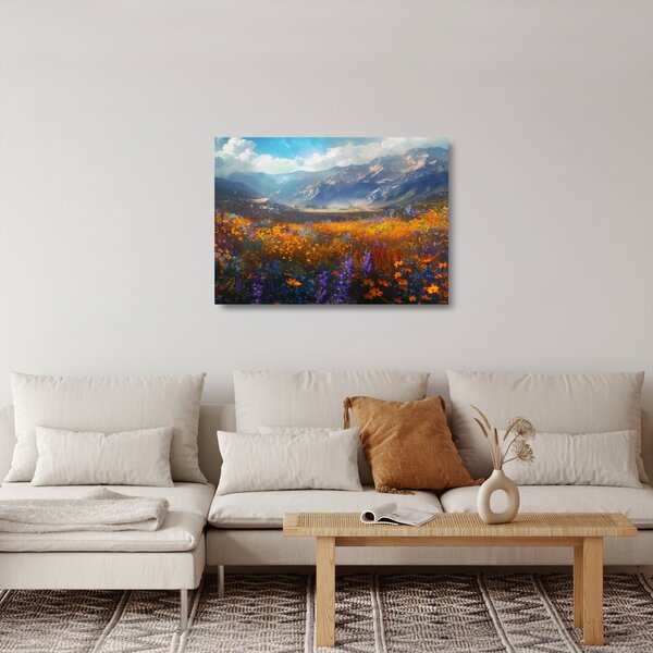 Üveg kép - Festett hegyi táj II. (70x50 cm)