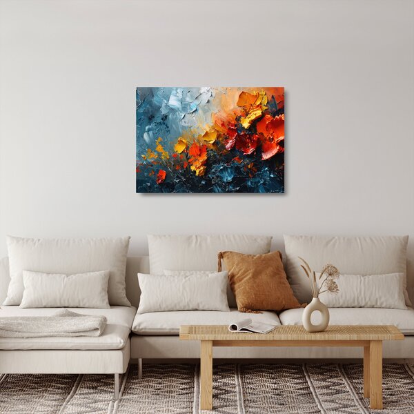 Üveg kép - Virágok absztrakt festménye III. (70x50 cm)