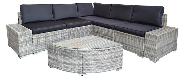 Avenberg AZURE rattan sarokgarnitúra - szürke/fekete