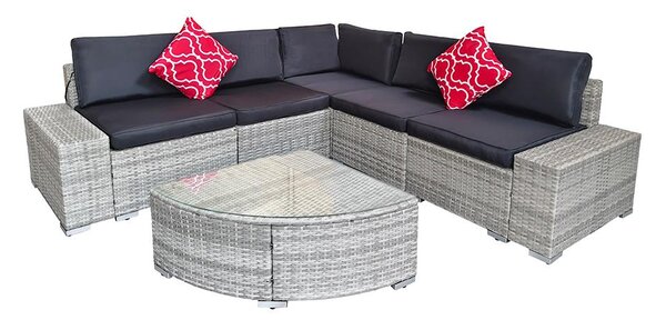 Avenberg AZURE rattan sarokgarnitúra - szürke/fekete