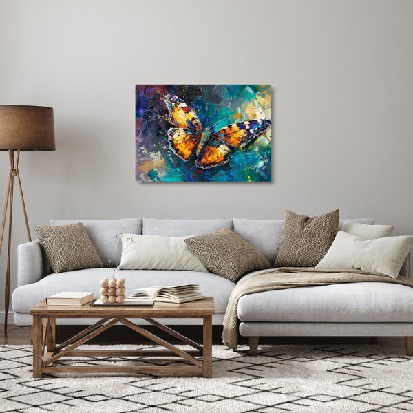 Üveg kép - Pillangó, olajfestmény (70x50 cm)