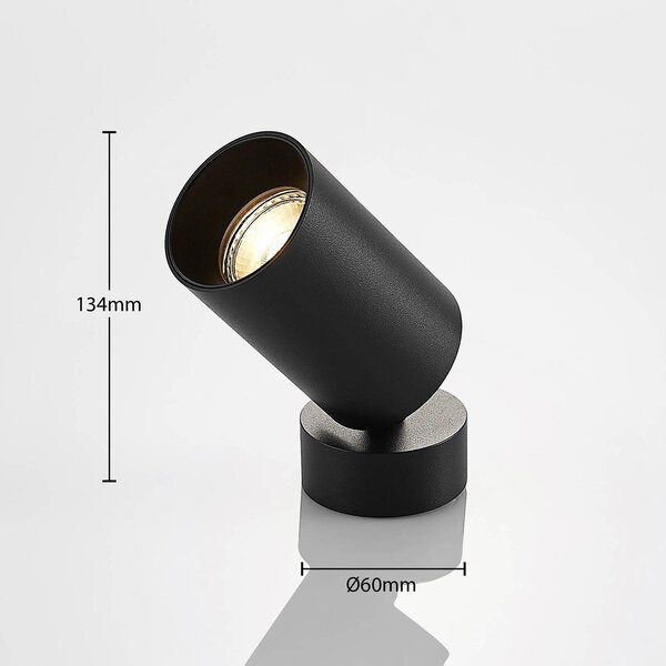 Arcchio spotlámpa Brinja, 4 darabos szett, fekete, kerek, Ø 6cm, GU10, dimmelhető, Fekete, Folyosó, Alumínium, Modern