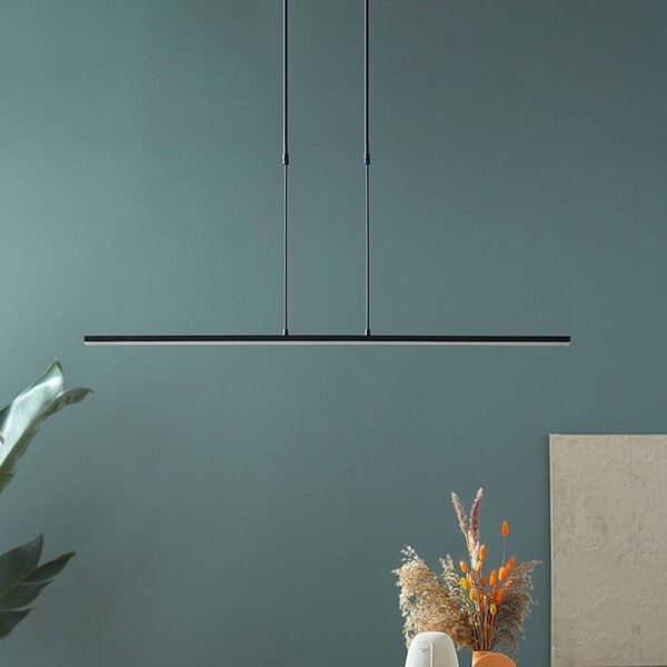 Steinhauer LED-es függőlámpa Zelena, fekete, hossza 122cm, fém, CCT, dimmelhető, Fekete, Nappali / Étkező, fém, Modern