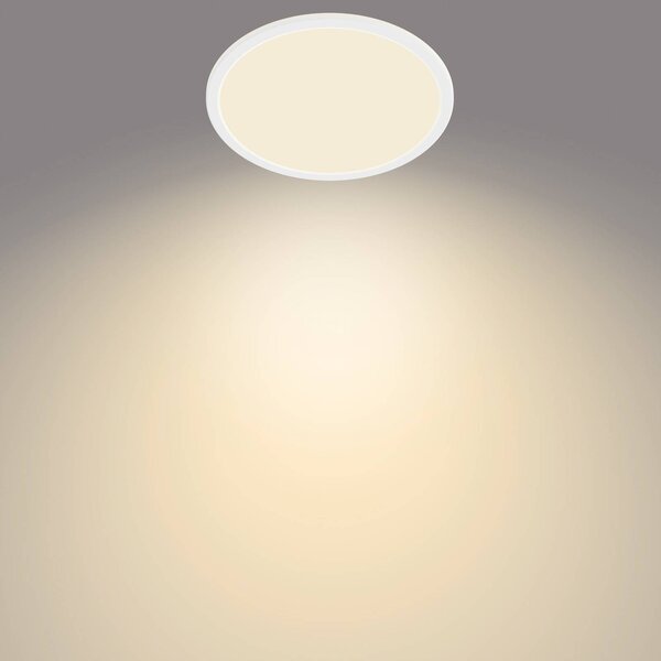 Philips SuperSlim LED IP44 2700K Ø 24,5 cm fehér, dimmelhető, Fehér / opál, Fürdőszoba, fém