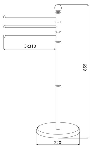 AQUALINE SB161 törülközőtartó Samba talppal,rozsdamentes acélból